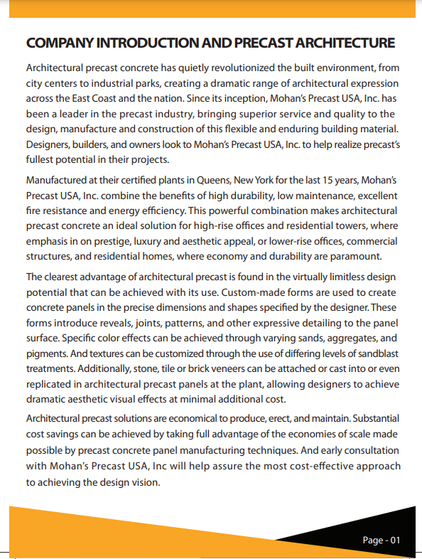 Precast Concrete Product Data