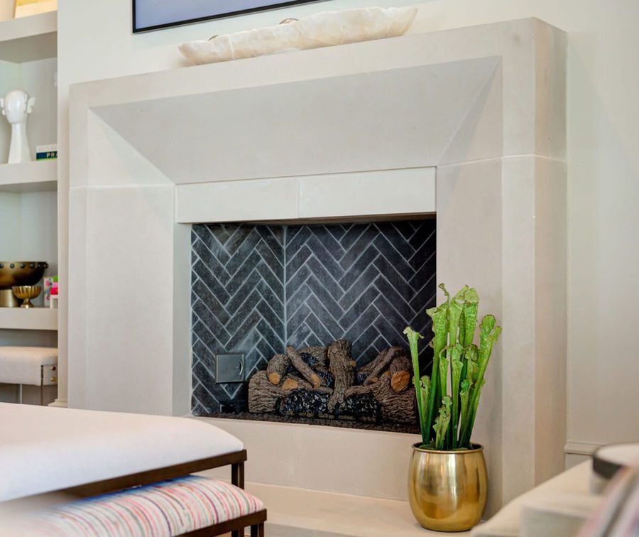 Chamfered Fireplace Mantle — Fireplace Mantel | architectural precast concrete & cast stone, Mohan's Precast NYC