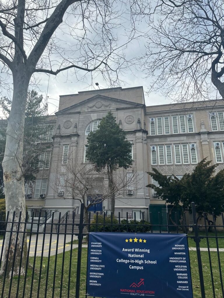 Grover Cleveland High School Q project with Limestone Coping Stone & Band Stone by Mohan’s Precast USA, NYC, Jan 2024